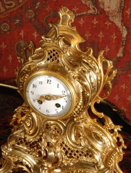 **** Sold ****  Rococo Antique French Boudoir Clock